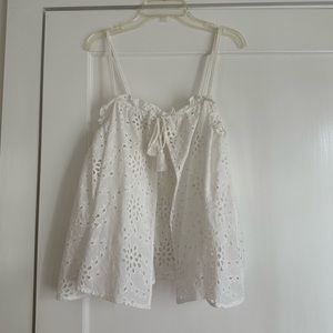 Maeve White Eyelet Lace Tie Front Top